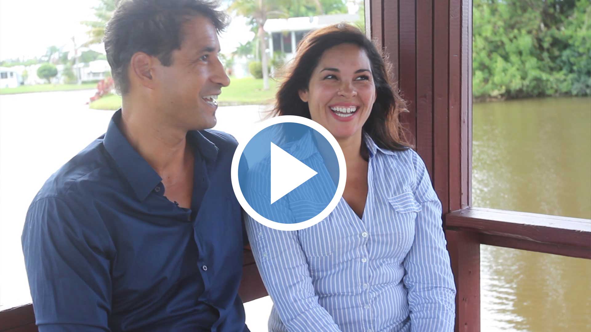 Play button for a video in which Rexmere Village residents Tony and Magda talk about why they love living here.